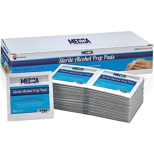 Alcohol Wipes - Alcohol Prep Pads, Swab Pads, 2-Ply Cotton 70% Isopropyl Individually Wrapped Box of 500