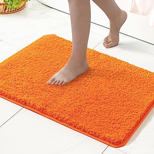 MIULEE Orange Bathroom Rug - Cute Fall Absorbent Bath Mat Made of Thick Fluffy Microsiber for Bathroom Floor, Tub or Entryway, Non Slip Rubber Backside for Extra Safety, Machine Washable - 16''x24''