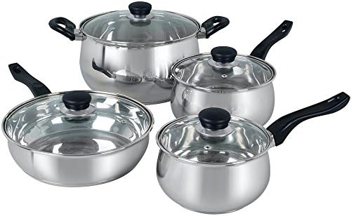 Oster Rametto Stainless Steel Cookware Set, 8 Piece, Silver