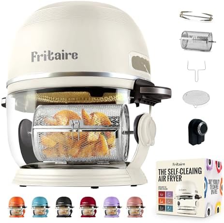 Non Toxic Air Fryer™ - Glass AirFryer 5 Quart w/ 360 Visibility, Self-Cleaning, 400F Vortex Air Fryer for Even Cooking, BPA-Free Teflon Free, 9-in-1 Functions, Rotisserie, Roast, Bake, White