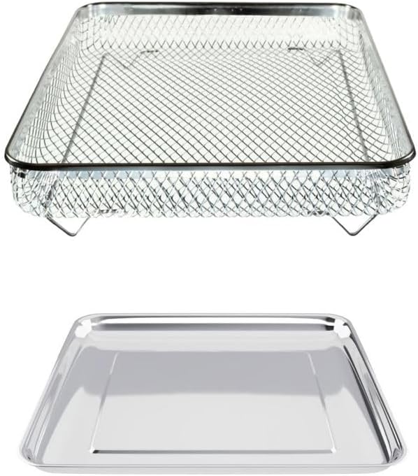 Univen Stainless Steel Upgraded Baking Tray Pan and Air Fryer Basket Compatible with Cuisinart Airfryer TOA-26 TOA-28