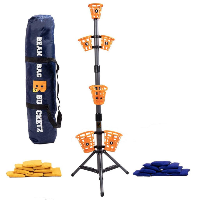 Retros Market Creative Brainworks: B3 Bean Bag Bucketz; Outdoor Backyard Game : Lawn Bean Bag Toss Party Game - Giant 5' Camping, Tailgate, Beach, Cornhole Alternative Game Set, Yellow/Blue/Orange/Grey