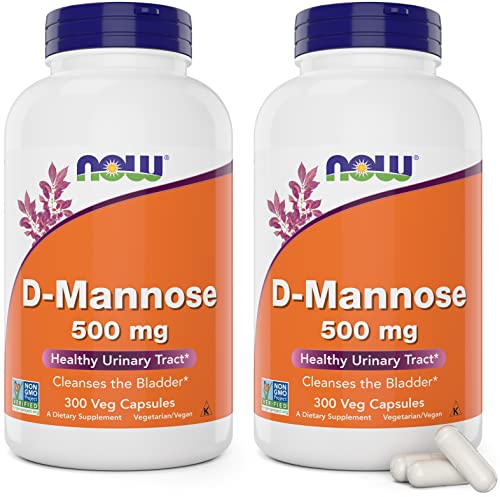 Now D-Mannose 500 mg, 300 Capsules - Vegan Non GMO Supplement for Women and Men - Supports Healthy Urinary Tract, Cleanses The Bladder