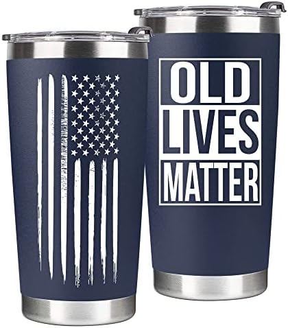 30th, 40th, 50th and 60th Birthday Gifts for Men, Dad from Son, Daughter, Wife - Gag Gifts For Men, Grandpa - Cool Old Man Gift, Old Lives Matter Tumbler 20oz - Funny Christmas Gifts