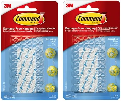 Command 17026CLR-ES Decorating Clips, Clear, 20-Clips (2 Pack)