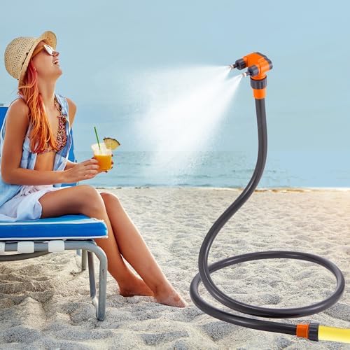 Standing Misters for Outside Patio, Thickened Pipe 360° Adjustable Nozzle Portable Outdoor Misting System for Cooling, Outdoor Water Mister Kit for Backyard Pool BBQ Pets Porch Sprinkler