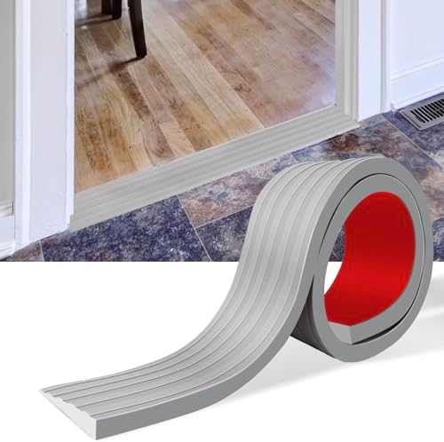 Threshold Ramps for Doorways Self-Adhesive Rubber Ramps for Door Threshold Rubber Door Threshold Ramp for Wheelchair Stroller Scooter Reducer Ramp (Gray, 3” Wide x 6.6' Long)