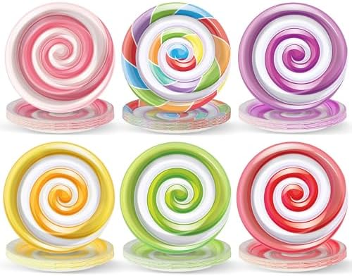 48Pcs Candy Themed Paper Plates for Candyland Party Decorations 7" Colorful Lollipop Candy Disposable Paper Dinner Plates for Sweet Shop Candyland Christmas Birthday Baby Shower Party Supplies