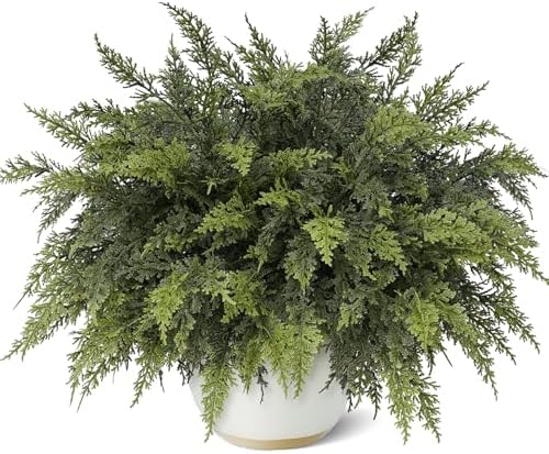 18" Real Touch Cedar Branches -12 Pcs, Artificial Christmas Cedar Branch Realistic Fake Pine Picks Faux Greenery Plants Stem for Vase DIY Crafts Garland Wreath Indoor Outdoor Home Decor