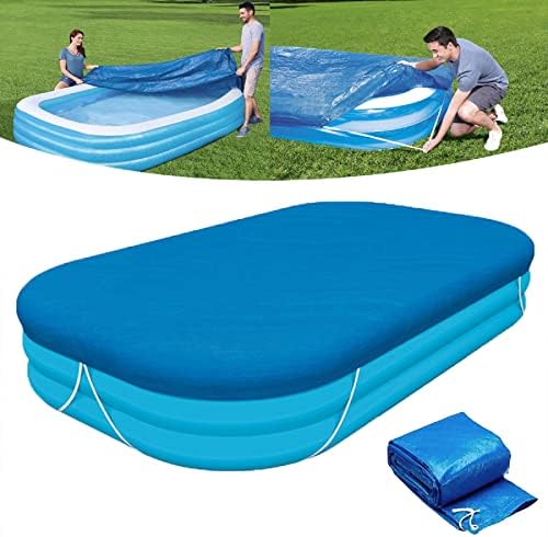 Rectangle Pool Cover, Fits 120 in x 72 in Inflatable Rectangle Swimming Pool Cover, Inflatable Pool Cover, Keep Warm dust-Proof Frame Pool Cover for Outdoor Paddling Family Pools