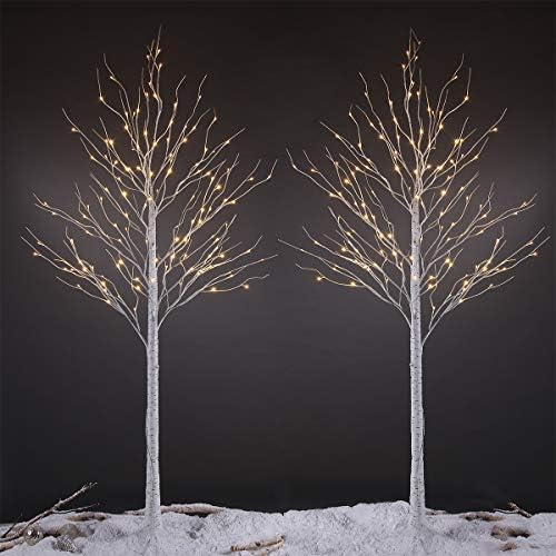 LIGHTSHARE 8 Feet 132L LED Birch Tree Lights, Pack of 2, Warm White, for Holiday Party and Christmas Decoration, Indoor and Outdoor Use