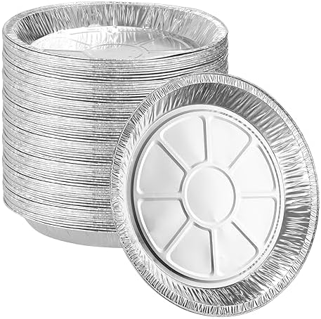 50 PCS 9 Inch Pie Pans Disposable Aluminum Foil Pie Tins Round Disposable Baking Pans Heavy Duty Aluminum Baking Pans for Baking Storing Serving Fruit Tarts Quiche Mince