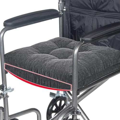HAVARGO 18x16 Memory Foam Wheel Chair Cushions for Seniors, Dual-Layer Anti-Sagging Patent Design with Curved Bottom for Better Fit and Pressure Relief on Wheelchair Seats, Dark Grey