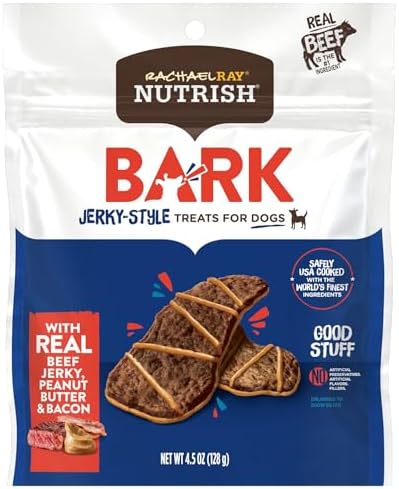 Nutrish Rachael RAY Bark™ Jerky-Style Dog Treats with Real Beef Jerky, Peanut Butter & Bacon
