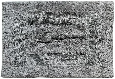 KEMA Bath Mat 17"x24", Cotton Reversible Bathroom Rug for Bathroom Ultra Soft Plush Bath Rugs Water Absorbent Quick Dry Thick Floor Mats for Shower, Restroom, Bedroom, Kitchen (Charcoal)