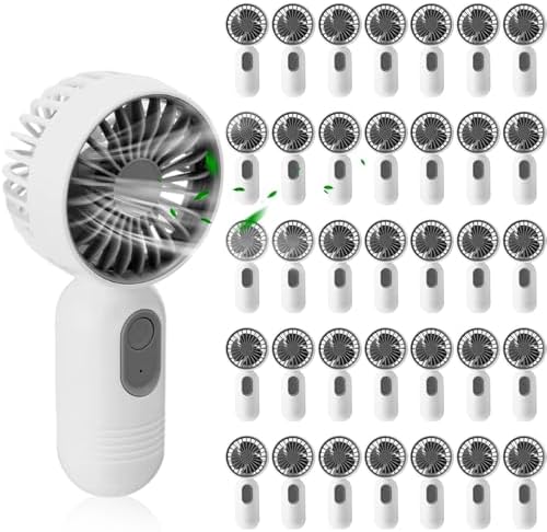 Mini Portable Fan Bulk Cute Handheld Lightweight Small Little Personal Hand Eyelash Fan 3 Speeds USB Rechargeable for Women Men Indoor Outdoor Makeup Travel Camping(White, 36 Pcs)