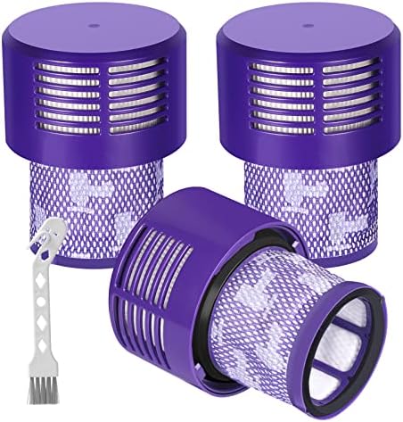 3Pack Filter Replacement for Dyson V10 Cyclone V10 Absolute V10 Animal V10 Total Clean V10 Motorhead, Replace Part No. 969082-01, 1 Clean Brush