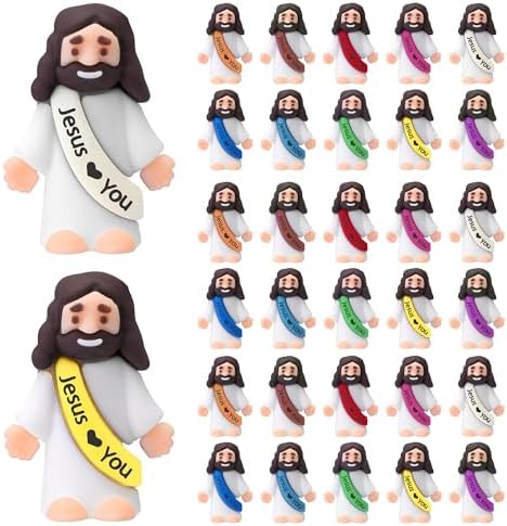 30Pcs Little Jesus Figures, Action Figures Little Jesus Figurines in Bulk, Jesus Figures to Hide and Seek Religious Gifts for Christian Easter Egg Stuffers Fillers, Jesus for Christmas
