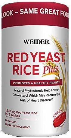 Weider Red Yeast Rice Plus with Phytosterols 1200 mg per 2 Tablets - 240 Tablets