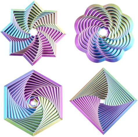 4 Pcs Fractal Fidget Hexagon,3D Printed Stress Relief Sensory Toys for ADHD,Autism,Kids&Adults,Whirling Spiral Design,Colorful Fidget Toy,Perfect for Holiday,Christmas,Birthday Gifts (Purple Green)