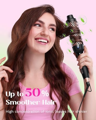 Wavytalk Thermal Brush for Blowout Look, Blowout Express 1.5 Inch Ionic Thermal Round Brush Makes Hair Smoother Get Natural Curls, Dual Voltage, Easy to Use