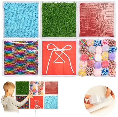 Sensory Wall Panel for Kids | 6 Pcs Sensory Squares | Sensory Tiles for Wall and Floor | Sensory Mats | Sensory Room Must Haves | Equipment for Sensory Needs | Sequin Flip Board | Set 1