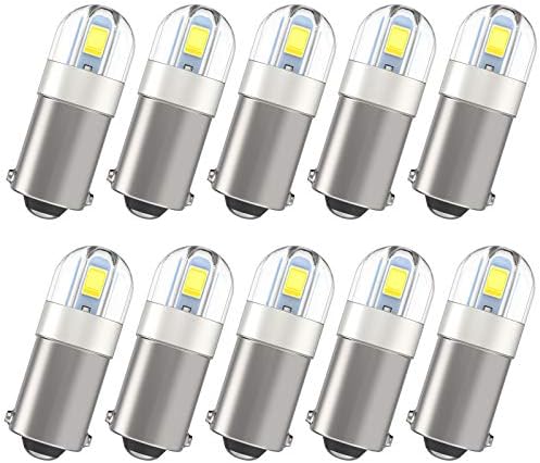 Shuyee Super Bright BA9S LED Car Bulbs, BA9 53 57 1895 64111 LED Lamp for Instrument Cluster Door Courtesy Map License Plate Light on RV Camper Trailer, Pack of 10