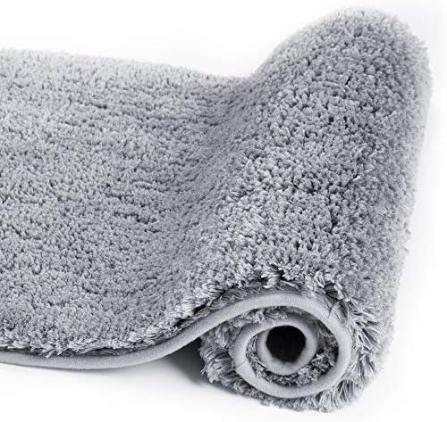 Walensee Large Bathroom Rug (24 x 40, Grey) Extra Soft and Absorbent Shaggy Bath Mat Machine Washable Microfiber Non Slip Luxury Floor Mat