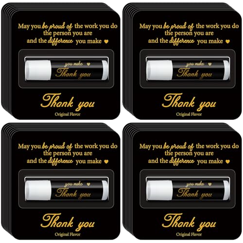 30 Pack Employee Appreciation Gift Lip Balms Bulk Staff Teacher Team Volunteer Thank You Gift Fall Thanksgiving Christmas Appreciation Party Favors for Women Men(Cool,Black Gold)