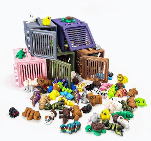 30Pcs Mystery Mini Animals Figures Set, 3D Printed Small Animal Flexible Fidget, 3D Printed Cute Animal Home, Executive Desk for Christmas Decoration, Tiny Animals Figurines Exquisite Cute Pet