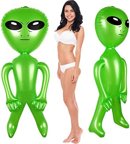 Mototo 2 Pieces Giant Inflatable Alien 63 Inch Jumbo Green Blow Up Inflatable Alien Prop Indoor Outdoor for Game Prize Birthday Space Theme Party Favor Halloween Easter Christmas Yard Decoration