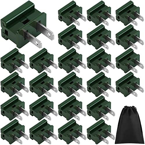 Fovths 25 Pieces Christmas SPT-1 Male Light Slip Plug Zip Plug Vampire Gilbert Slide Plugs for Holiday Lighting, Green