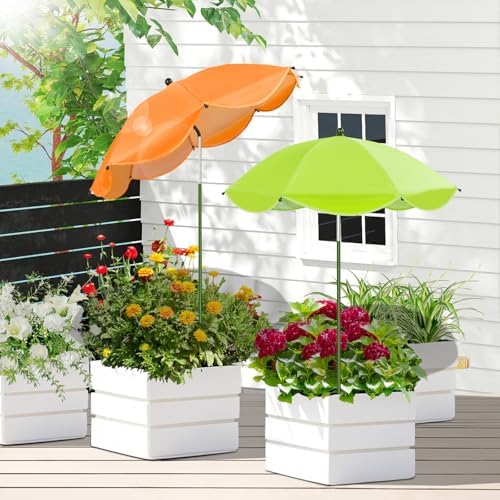 2 Pack Plant Umbrellas for Outdoor Plants, 26" Garden Umbrella for Plants with Adjustable Angle, Plant Umbrella Provide Shade for Outdoor Plants Flower Pot Planting Beds (Green, Orange)