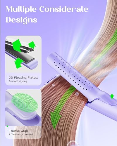 Wavytalk Airflow Styler Curling Iron, Cool Curl, 360° Cool Air Lock in Style for Lasting Curls, Reduces Damage, 2 in 1 Hair Straightener and Curler, 1 Inch, Anti-Scald for Short Long Hair, Purple