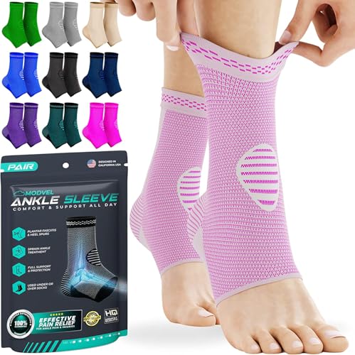 Modvel Foot & Ankle Brace Socks for Sprained Ankle Compression Sleeve - Plantar Fasciitis Relief Brace, Foot Support for pain Women & Men - Tendonitis & Arthritis Feet Sleeve, Stabilizing Ankles Wrap