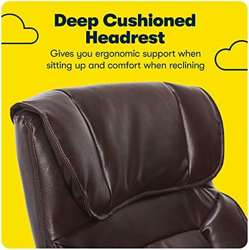Serta Hannah Executive Home Office Desk Chair, Ergonomic Mid-Back with Lumbar Support, Firm Seat Cushion, Layered Body Pillows, Padded Armrests, Swivel Base, Easy Assembly, Faux Leather, Brown