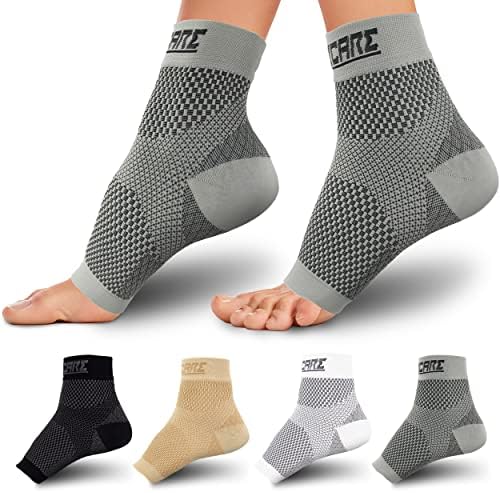 Compression Socks for Women & Men Open Toe (2 Pairs) - Best Ankle Compression Sleeve for Swelling, Achilles Tendonitis, Heel Pain & Plantar Fasciitis Relief, Gray, Large
