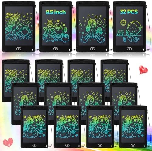 Zhehao 32Pcs LCD Writing Tablet for Kids Bulk 8.5 Inch Colorful Doodle Board Tablet Erasable Doodle Pad Educational Toy Christmas Birthday Gift for Boys Girl Age 3-10(Black)