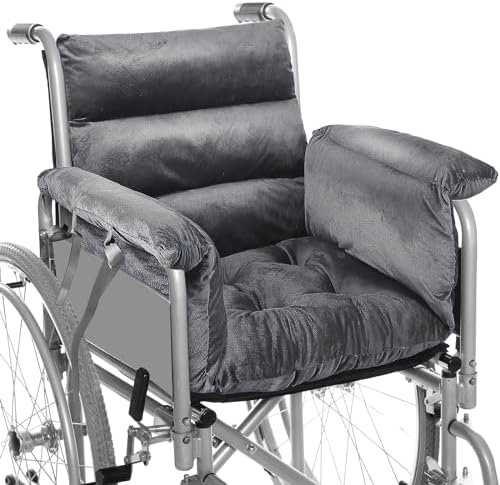 Suzile Wheelchair Cushion Wheelchair Seat Cushion with Strap Recliner Suitable for 18 Inches Armrest and Support for Senior(Dark Grey)