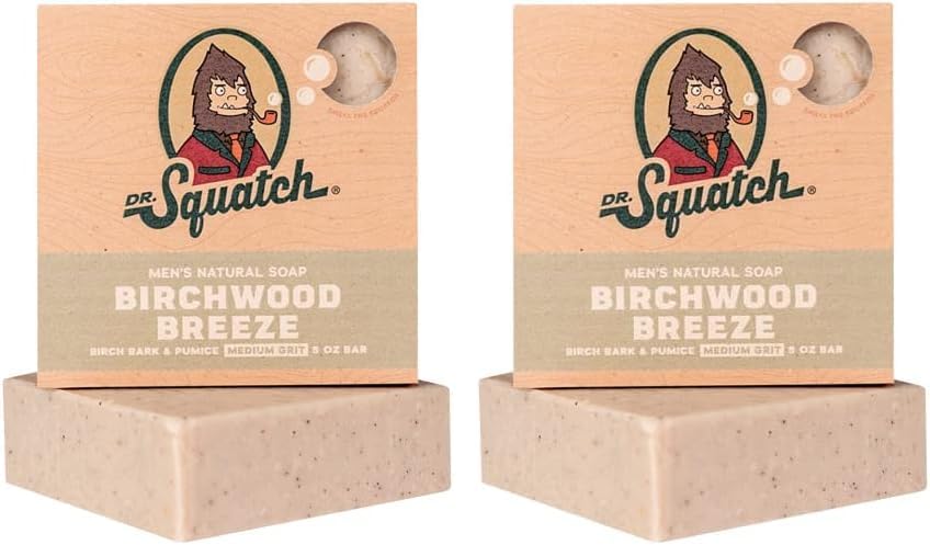 Dr. Squatch All Natural Bar Soap for Men with Medium Grit - Birchwood Breeze 5 Ounce (Pack of 1)