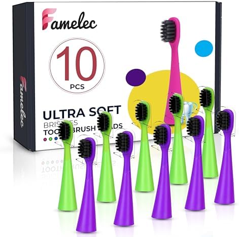 10Pcs for Burst Toothbrush Heads Kids, Fit for Burst Kids Electric Toothbrush, Ultra Soft Bristles for Deep Clean Perfect for Toothbrush Heads Purple & Green with Toothbrush Covers