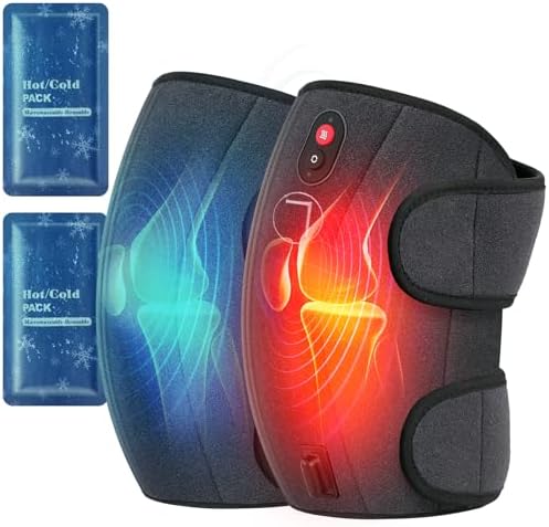 CooCoCo Knee Massager with Heat/Cold, Gifts for Men, Women, Heating Pad for Knee Pain Relief, Knee Warmer, Heated Knee Pad for Dad Mom Husband Wife Seniors