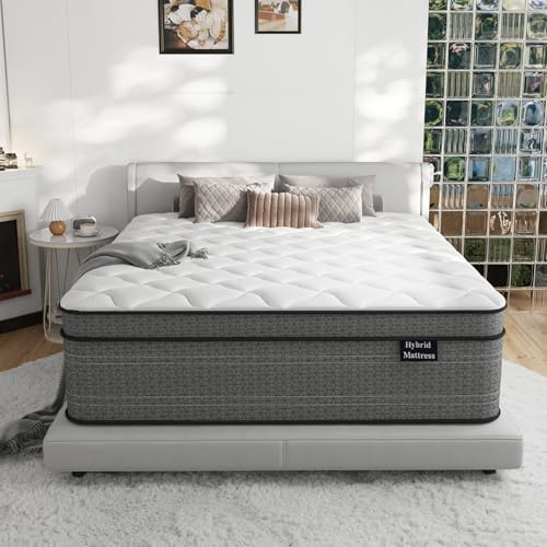 King Size Mattress, 12 Inch Firm Hybrid King Bed Mattress in a Box, with Gel Memory Foam and Individual Pocket Springs, Motion Isolation, Strong Edge Support & Pressure Relief