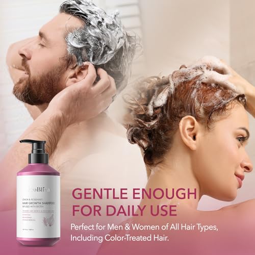 Onion & Rosemary Hair Growth Shampoo: Biotin Infused Shampoo for Hair Loss and Thinning Hair - Promotes Healthier, Thicker and Stronger Hair for Women and Men - 16.9 oz