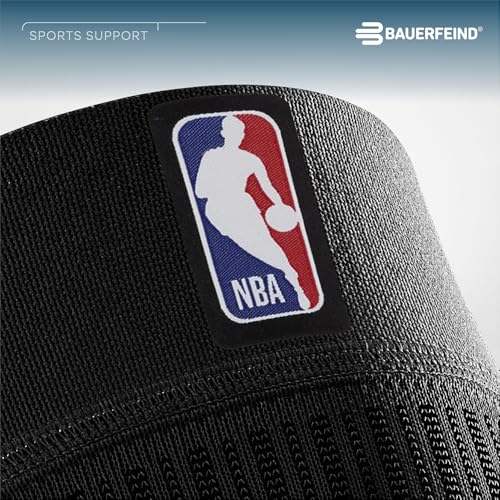 Bauerfeind Sports Compression Knee Support NBA - Lightweight Design with Gripping Zones for Basketball Knee Pain Relief & Performance with Team Designs (White, S)