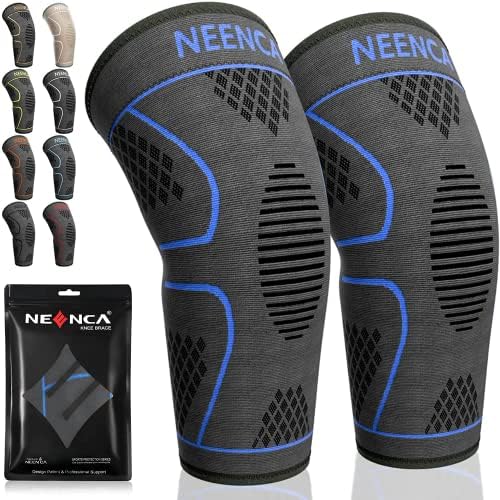 NEENCA Knee Braces for Knee Pain Women & Men -2 Pack Knee Sleeves for Knee Pain Set, Knee Brace Compression Sleeves, Knee Support for Sports, Running, Meniscus Tear, ACL, PCL, Arthritis Pain Relief…
