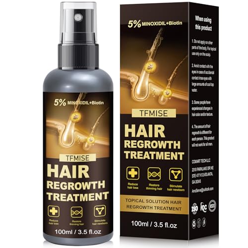 Minoxidil Spray - 5% Minoxidil for Men, Minoxidil for Women Hair Growth Products, Extra Strength Hair Regrowth Treatments with Biotin, Help to Stop Loss Hair Unscented Light and non Greasy 3.38 Fl.OZ
