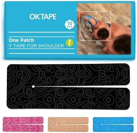 OK TAPE Precut Y-Shape Kinesiology Tape for Shoulder, Knee, Back, 10 Pcs, K Tape Strips, Provide Support & Relieve Discomfort, Water-Resistant Elastic Athletic Tape (3.5" x 10", Black)