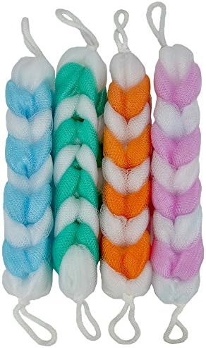 Exfoliating Loofah Back Scrubber for Shower,Wonderful Colors(4- Counts)
