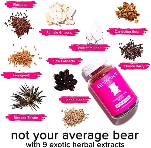 BEARVANA Chest Support Gummies for Women | Workout Enhancement | Berry Flavored | Natural Botanical Blend | Multivitamins | Tone Curves | Boost Confidence | Women’s Fitness Supplement (60 Count)